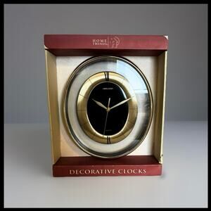 Vintage Home Trends Heirloom Decorative Wall Clock in Box • Gold & Black Oval